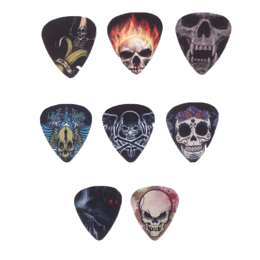 Bufferman Printed Human Skull Design 0.71 mm Guitar Picks (Pack of 8)