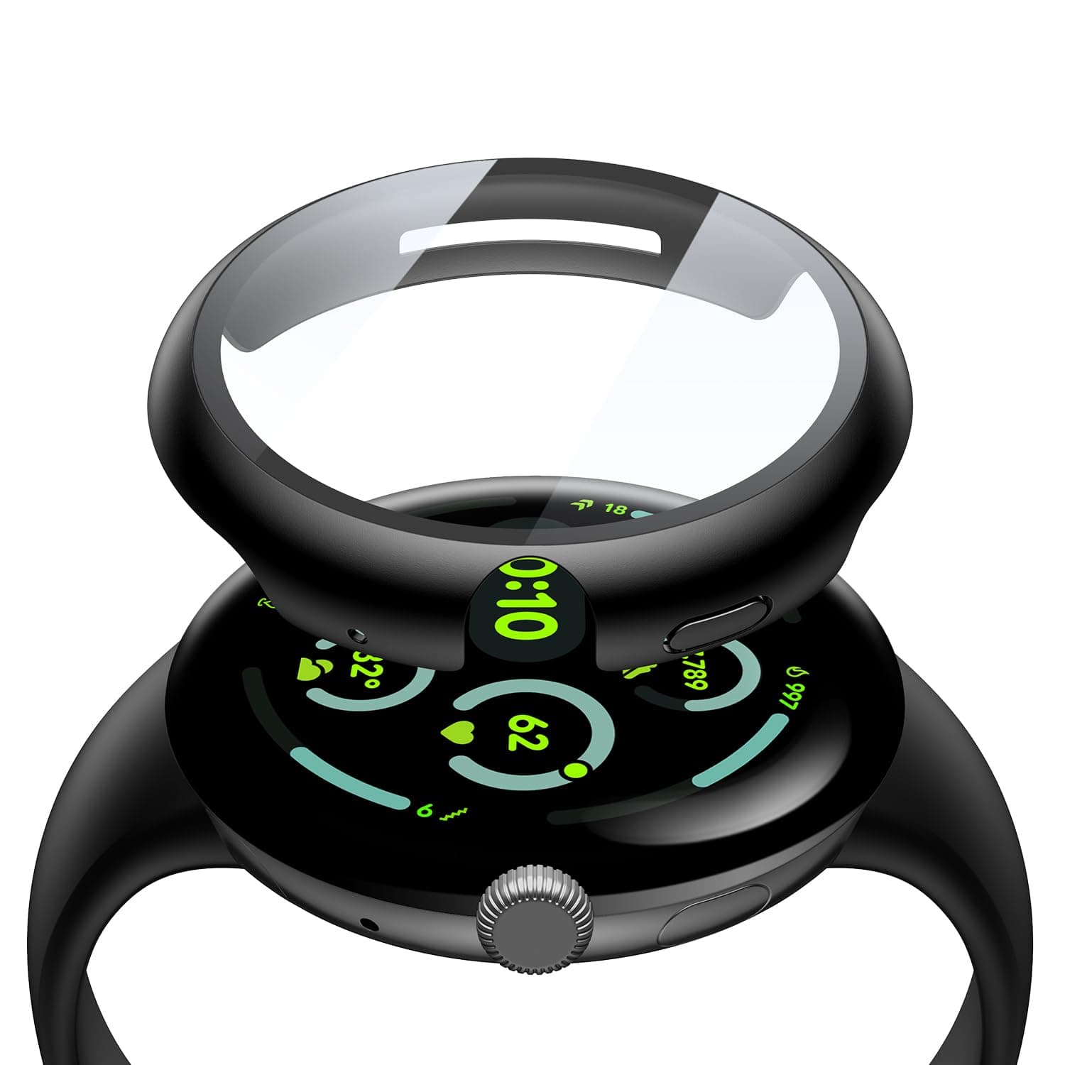 Misxi 2-Pack Hard PC Screen Protector Case Compatible with Google Pixel Watch 3 (2024) 45mm, Easy Installation Lightweight Ultra-thin Protective Cover for Pixel Watch 3, Black