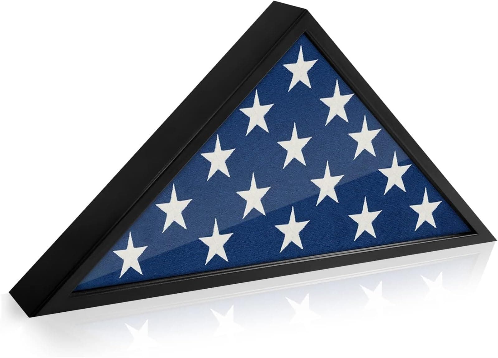 THE WHITE SHOP Flag Display Case for 5' x 9.5' American Veteran Burial Flag Solid Wood Black Frame with Glass Front with Wall Mount or Standing Display, Flag Box Display Case for Burial Flag