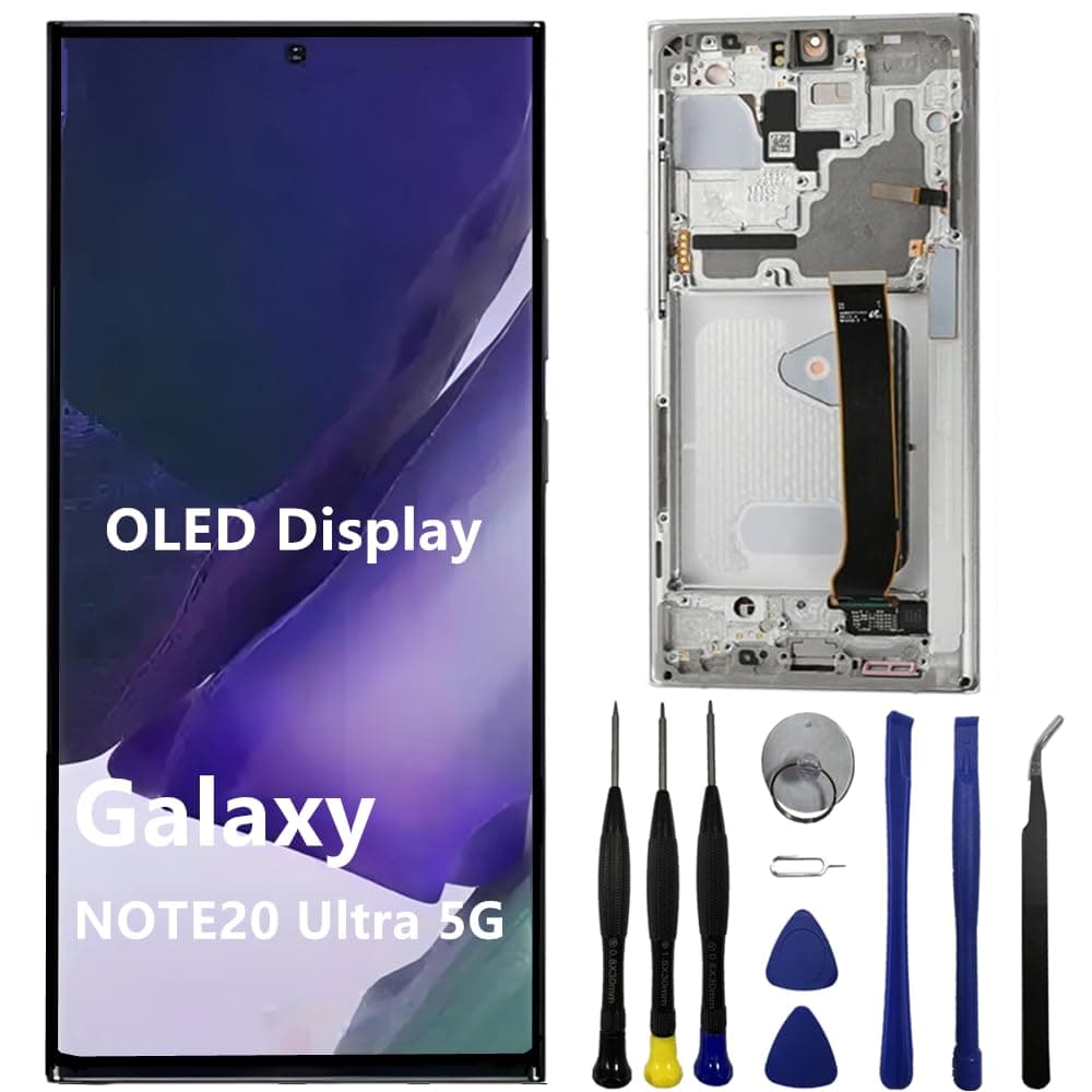 OLED for Samsung Galaxy NOTE20 Ultra SM-N985F Screen Replacement NOTE20Ultra 5G SM-N986U SM-N986U1 SM-N986W LCD Display Touch Screen Digitizer Support Fingerprint and S-Pen (with Black Frame+Tools)