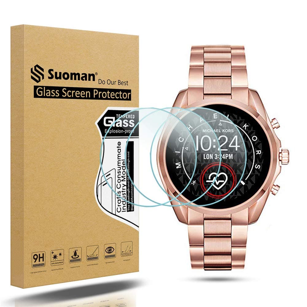 Suoman 4-Pack for Michael Kors Access Gen 5 Bradshaw Screen Protector, 2.5D 9H Hardness Tempered Glass Screen Protective Film [Anti-Scratch]