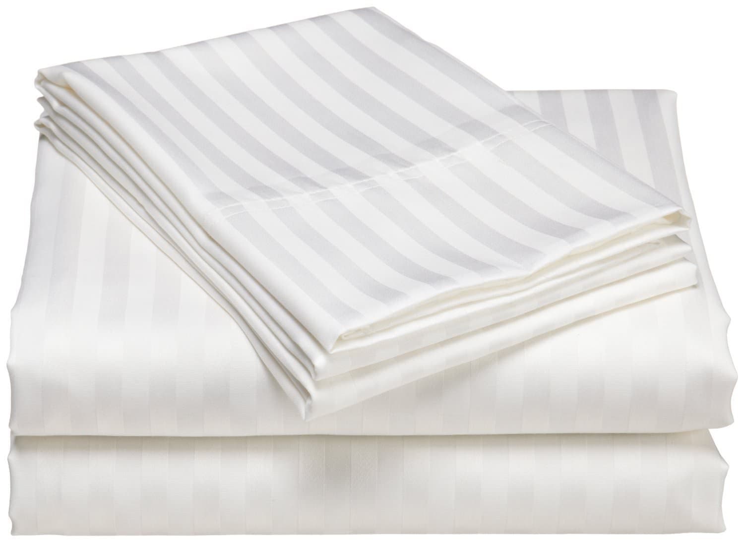 HS Linen MEGA Sale Today ! Best Sheets On Amazon Excellent Quality! Cal-King Size (800-TC) 100% Egyptian Cotton Striped Style 4 PCs White Sheet Set (22 Inch Pocket)
