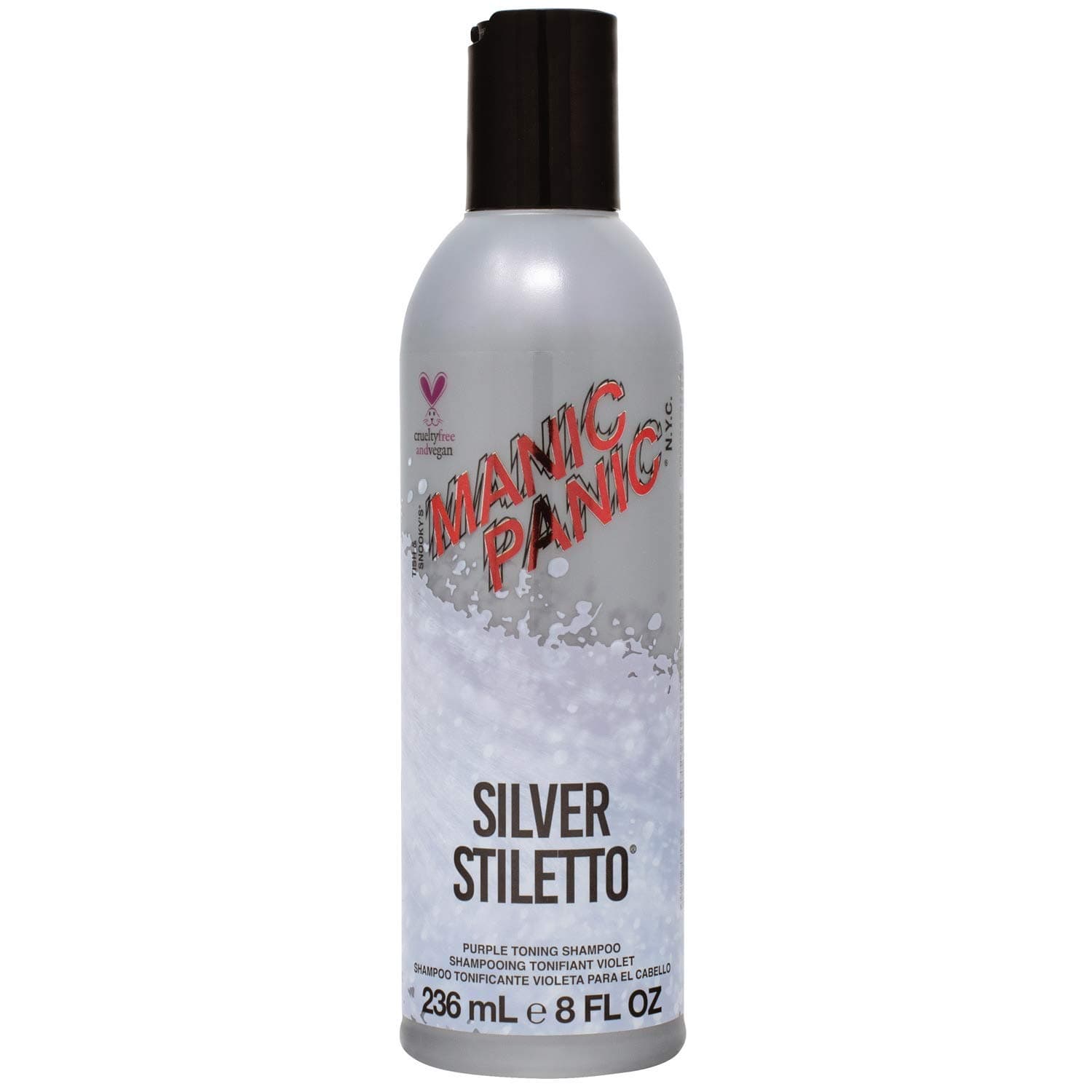 MANIC PANIC Silver Stiletto Sulfate Free Purple Shampoo for Women & Men - Silver Shampoo for Grey, Purple, Blue & Blonde Hair - Neutralizes Brass & Yellow Tones - Vegan & Cruelty-Free (8oz)