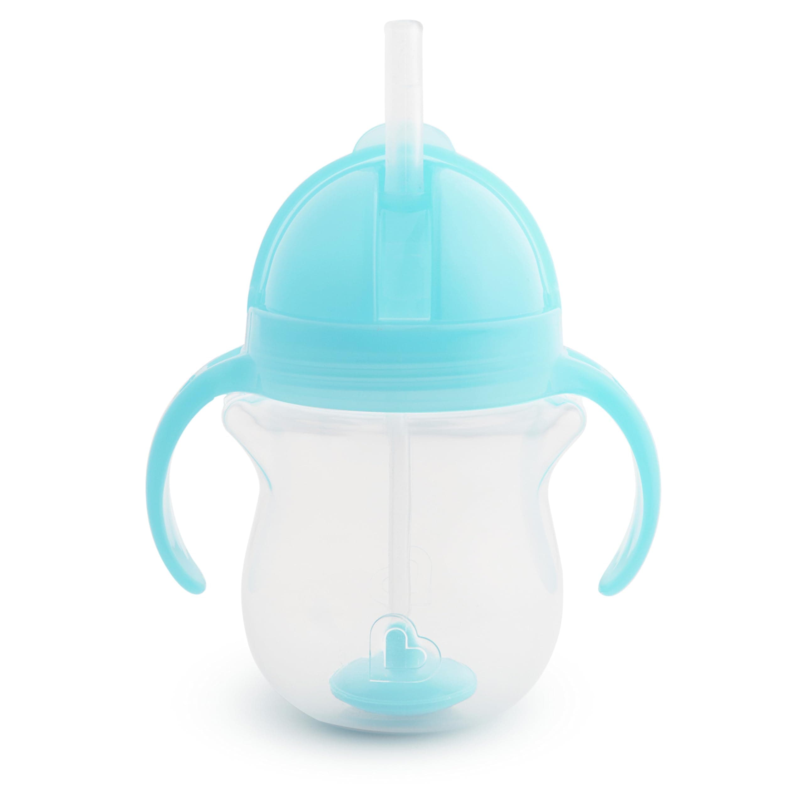 Munchkin Wood Click Lock Weighted Flexi Straw Trainer Cup, Blue, 7 Ounces
