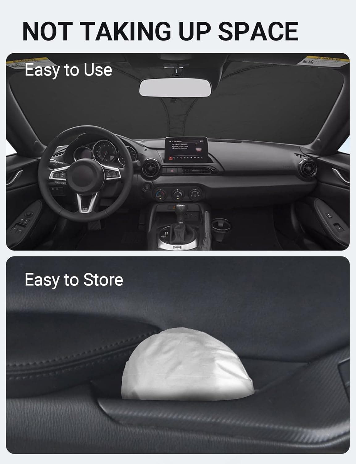 Proadsy Front Windshield Sun Shade Foldable Sunshade Protector Custom Fit Mazda MX-5 Miata Convertible 2017 2018 2019 MX5 Accessories 2024 Upgrade