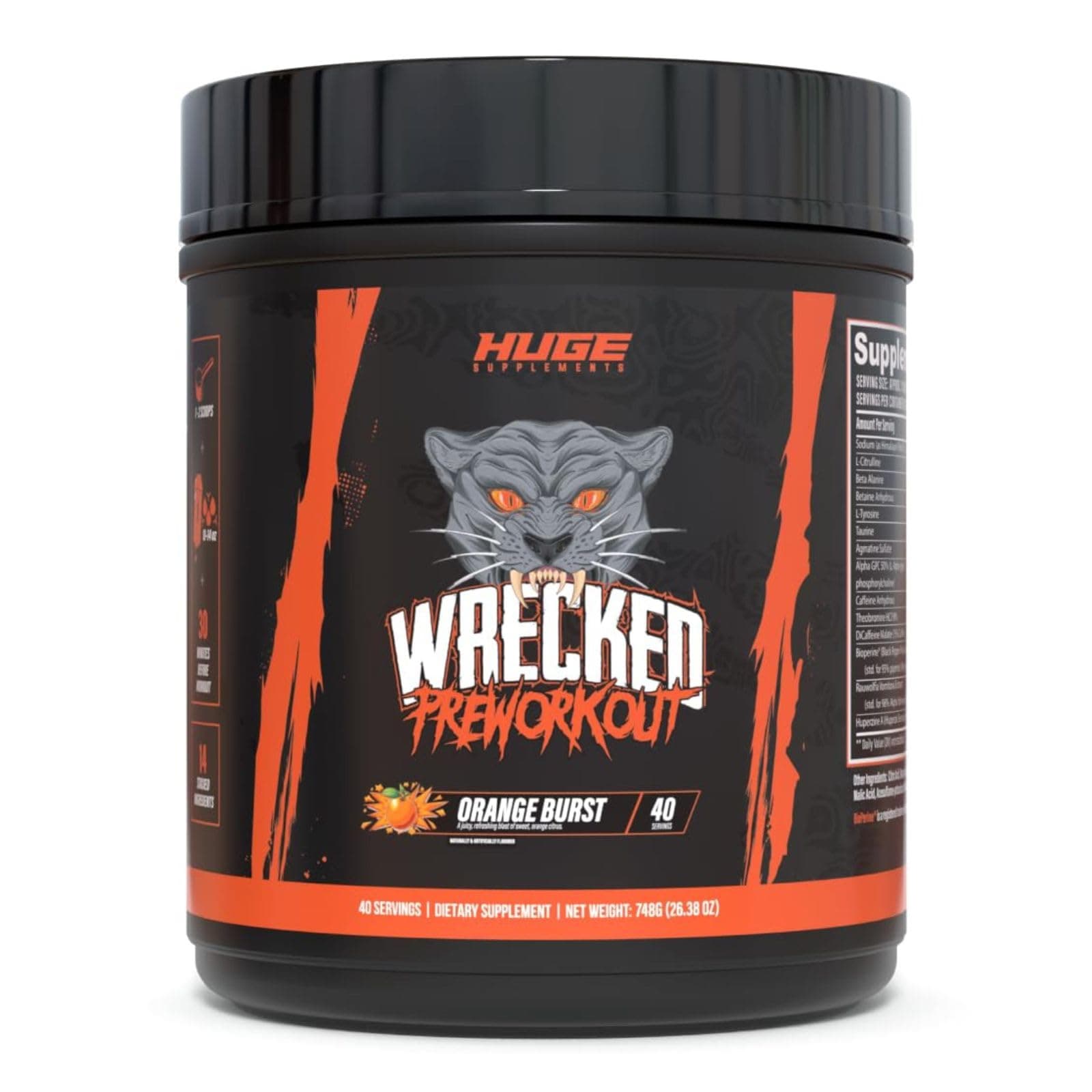 Wrecked Pre-Workout, Advanced Formula, Boosts Energy, Focus, Pumps & Performance, 10g L-Citrulline, 6.4g Beta Alanine, 5g Tyrosine, 1g Alpha GPC, 375mg Fast-Acting Caffeine & More