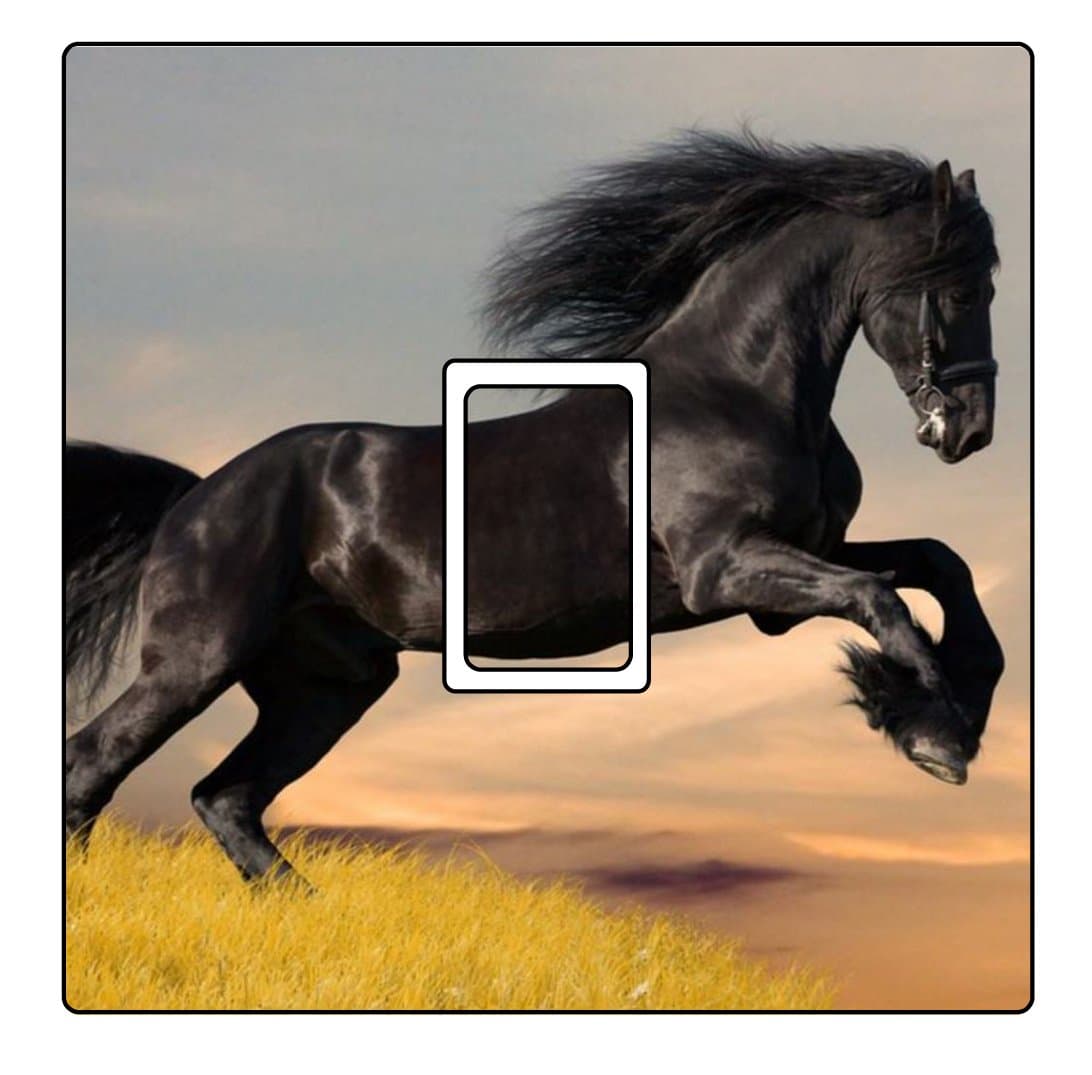 Black Horse Vinyl Light Switch Cover Sticker