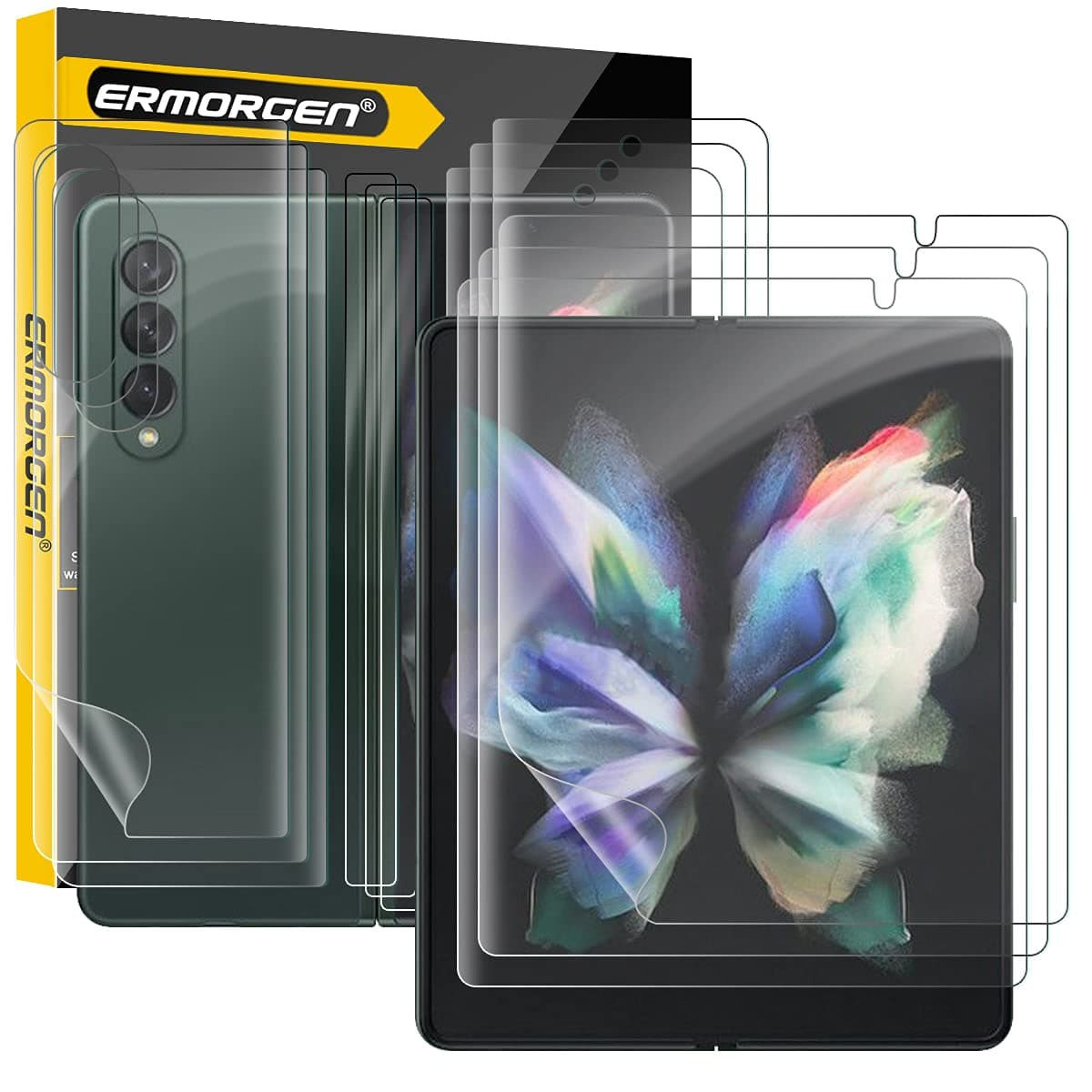 (3 Sets) Full Coverage Protector Compatible for Samsung Galaxy Z Fold 3 5G (Not Glass) Upgraded High Definition Edge to Edge HD Anti-Scratch