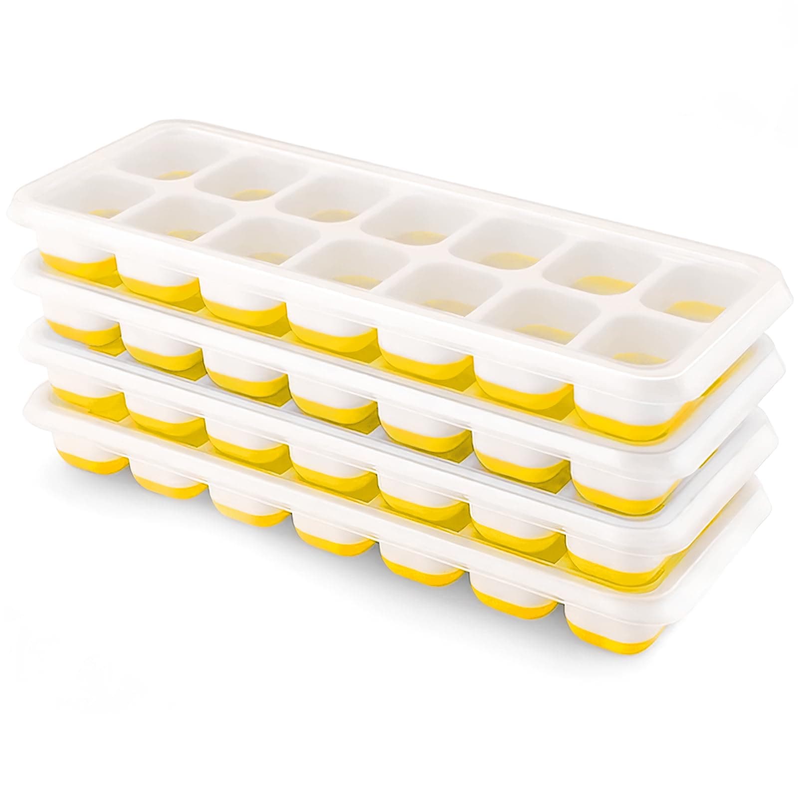 Ice Cube Trays 4 Pack, Airabc Silicone Ice Cube Trays with Removable Lid, Easy-Release Flexible 14-cube Ice Trays, LFGB Certified and BPA Free, Stackable Ice Trays with Covers for Cocktail, Freezer