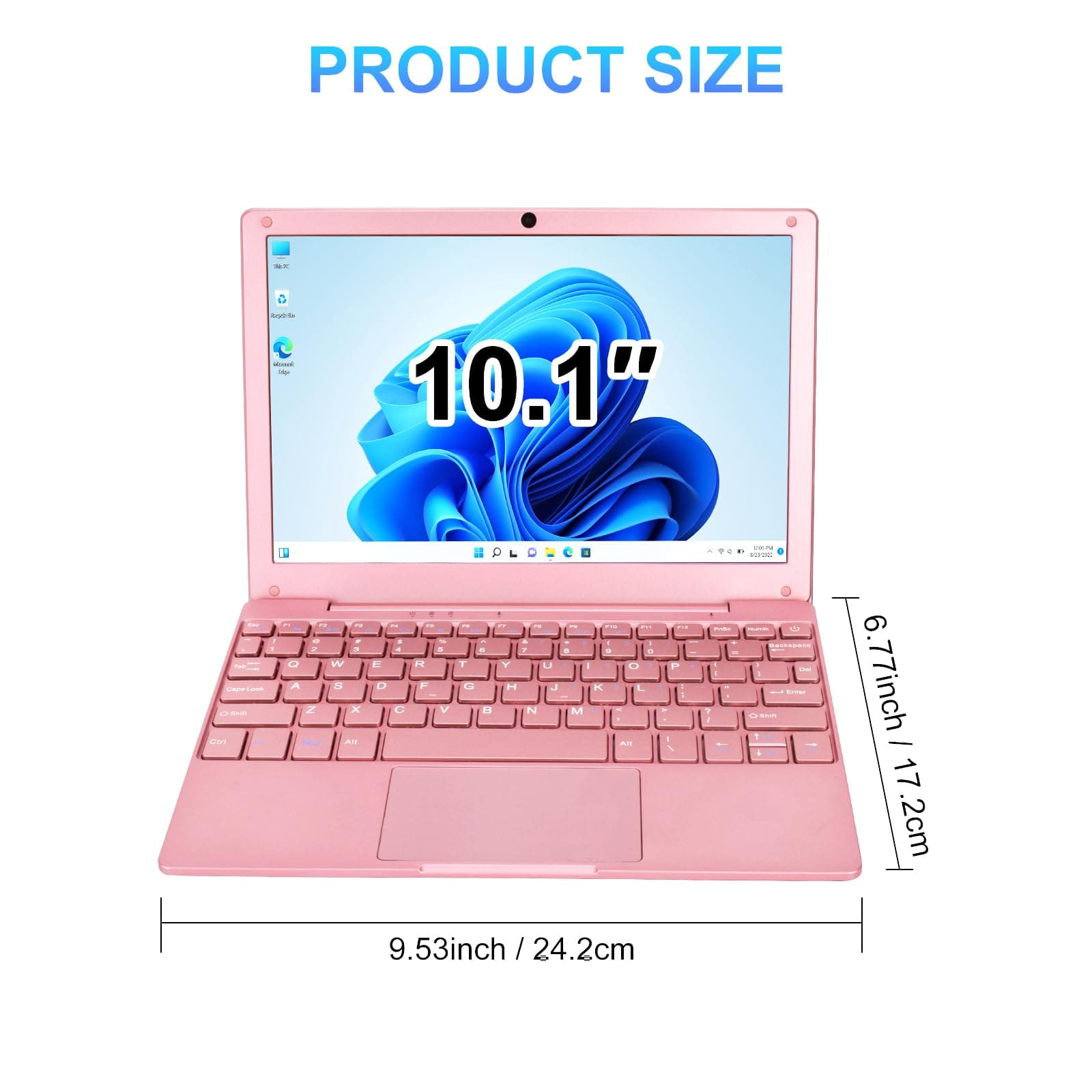 Mini Laptop, 10.1" 8GB RAM 128GB SSD, IPS Display with Intel Celeron N4020 Processor (up to 2.8GHz), Lightweight and Powerful with Windows 11 OS Small Computer.(Rose Gold)