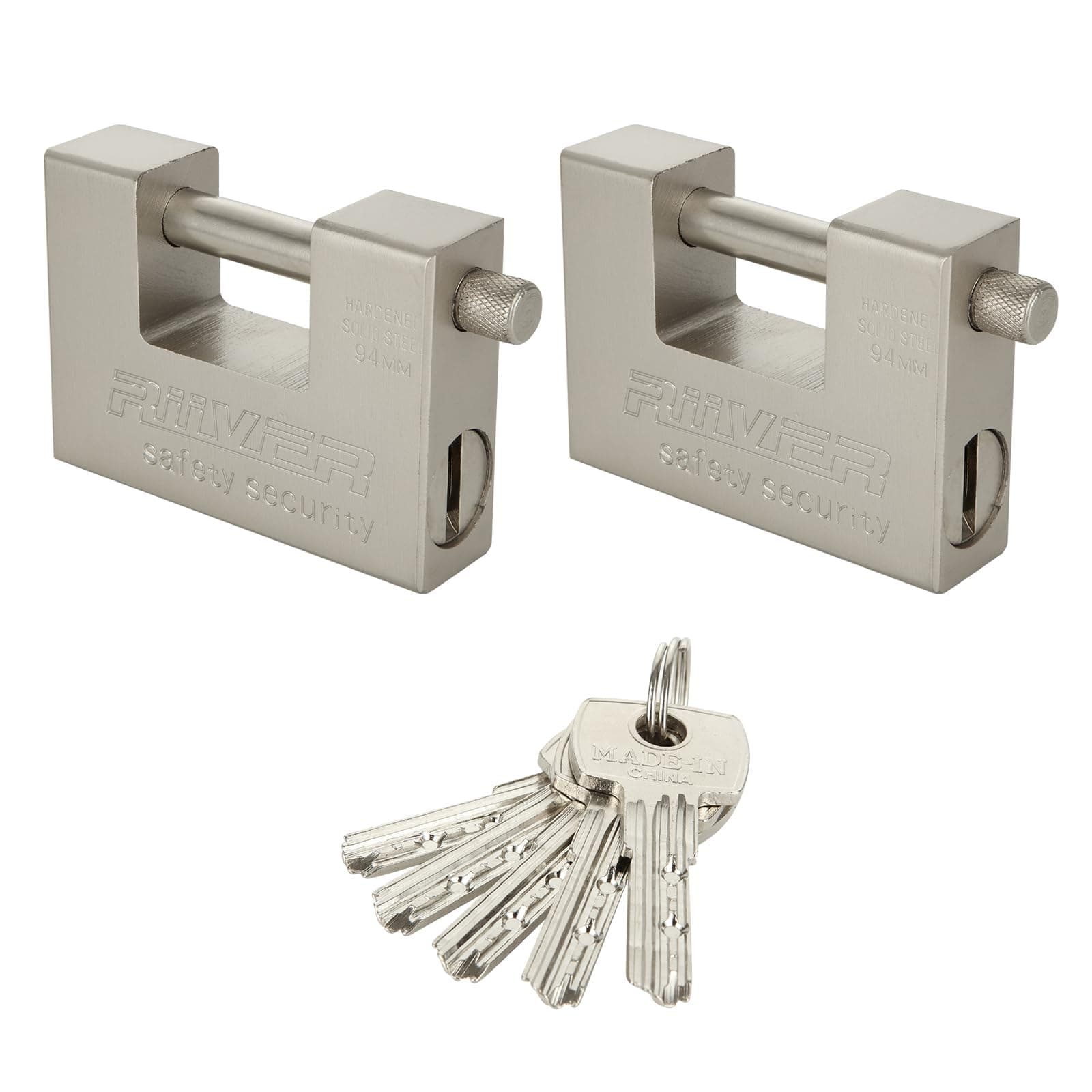 2 Pcs Container Padlock with Keys, 90mm Heavy Duty Security Padlock, 12mm Thick Shackle, Anti Drill Cylinder, Steel Padlocks for Containers, Door, Sheds, Lockers, Gates and Warehouses