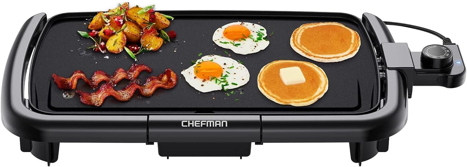 Electric Griddle with Removable Temperature Control, Immersible Flat Top Grill, Burger, Eggs, Pancake Griddle, Nonstick Easy Clean Cooking Surface, Slide Out Drip Tray, 10 x 16 Inch