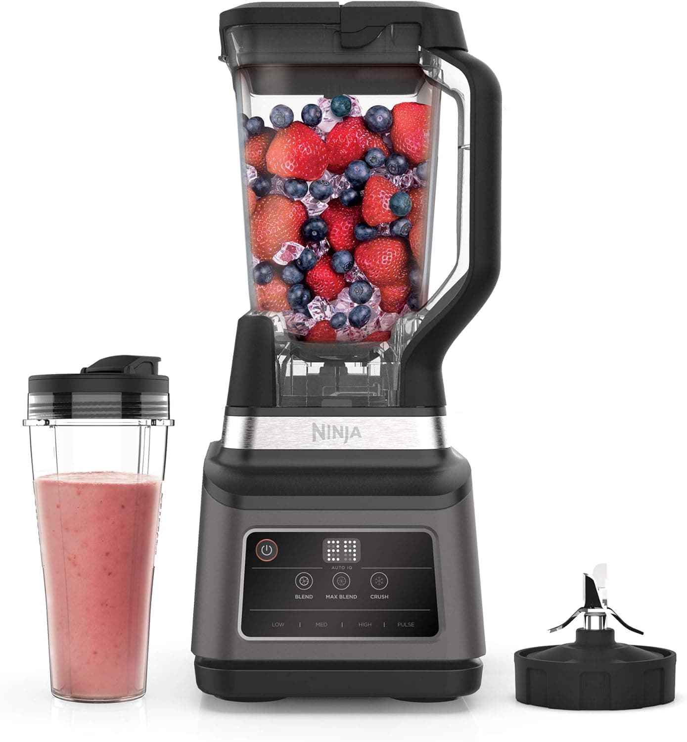 2-in-1 Blender with 3 Automatic Programs Blend, Max Blend, Crush, and 4 Manual Settings, 2.1L Jug & 700ml Cup, 1200W, Dishwasher Safe Parts, Auto-iQ, Black BN750UK