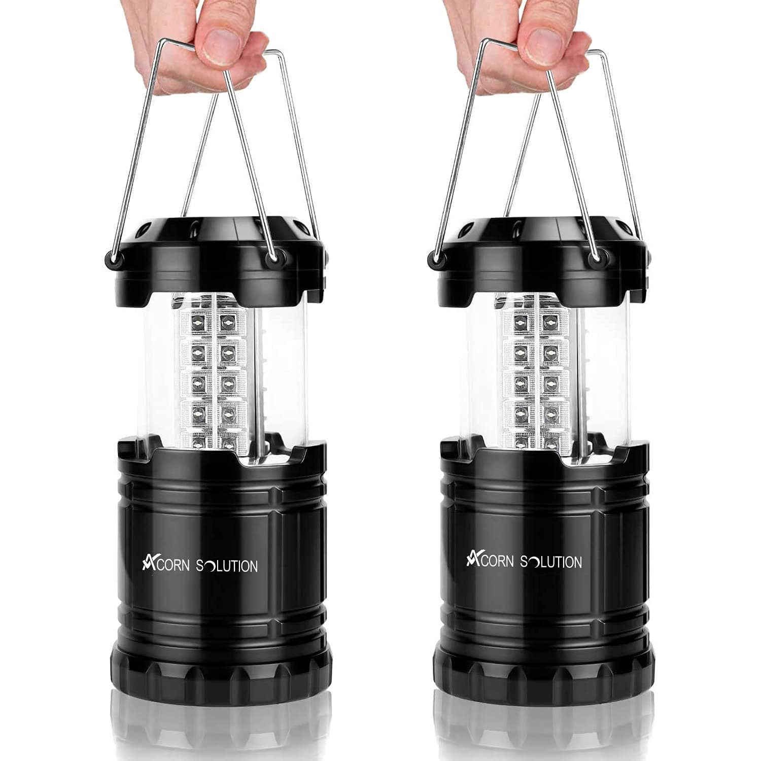 AcornSolutionLED Camping Lantern,LED Tent Lamp,Camping Lantern Lamp Emergency Light Battery Powered Waterproof Portable Bulb for Hiking Fishing Camping Household(Energy Class A+) (2 Pack, black)
