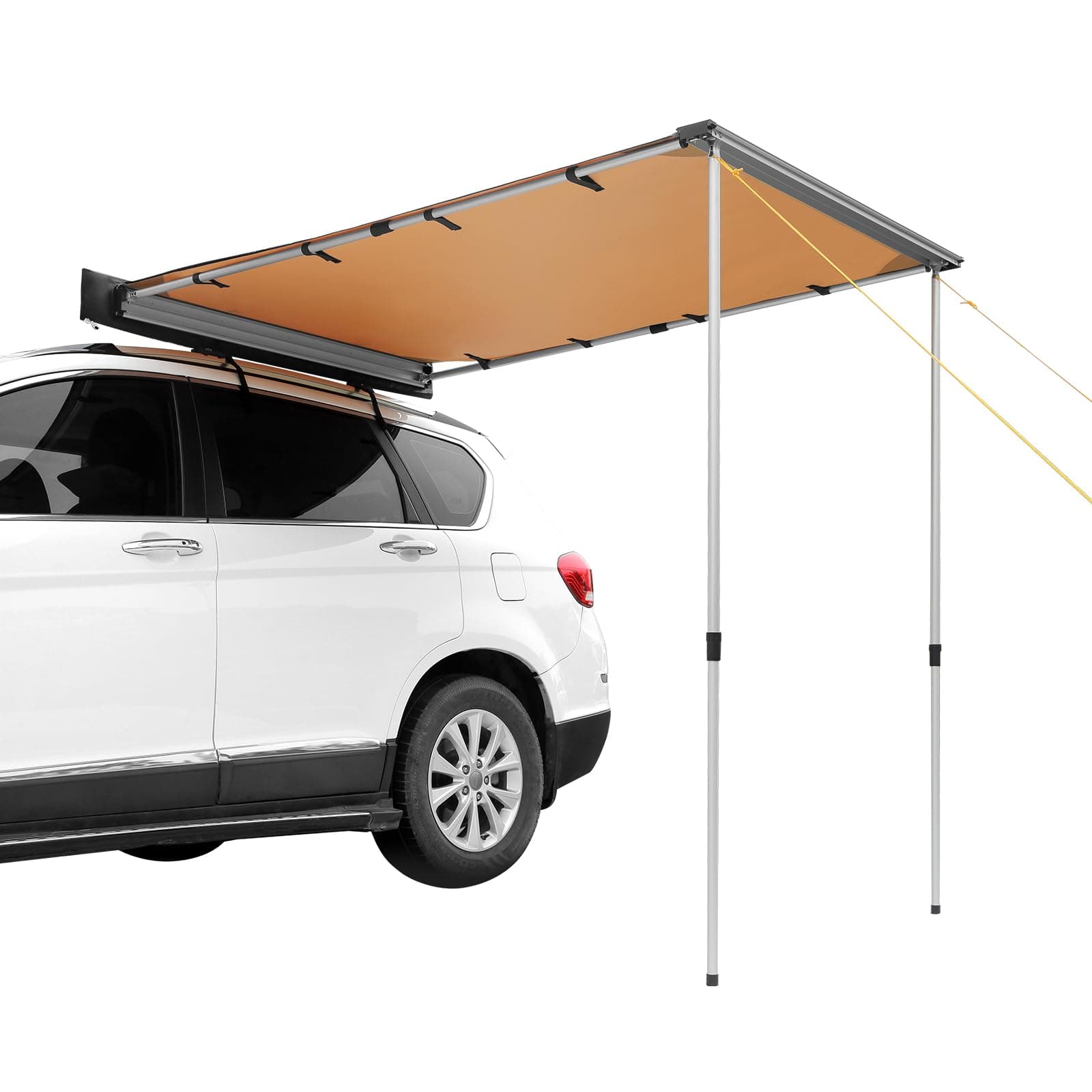 VEVOR Vehicle Awning 6.6'x8.2' Roof Rack Pull-Out Sun Shade UV50+ PU3000mm, Retractable Weatherproof 4x4 Side Awning for SUV Outdoor Camping & Overland (Hardware Included), w/Waterproof Storage Bag