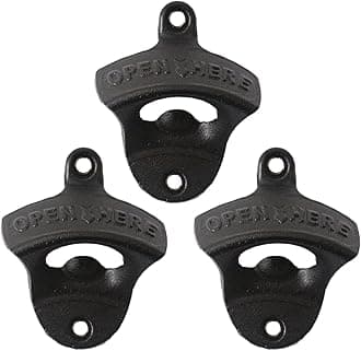 Black Cast Iron Bottle Opener Wall Mounted Open Here Beer Cap Opener Post Mounted (Pack of 3)