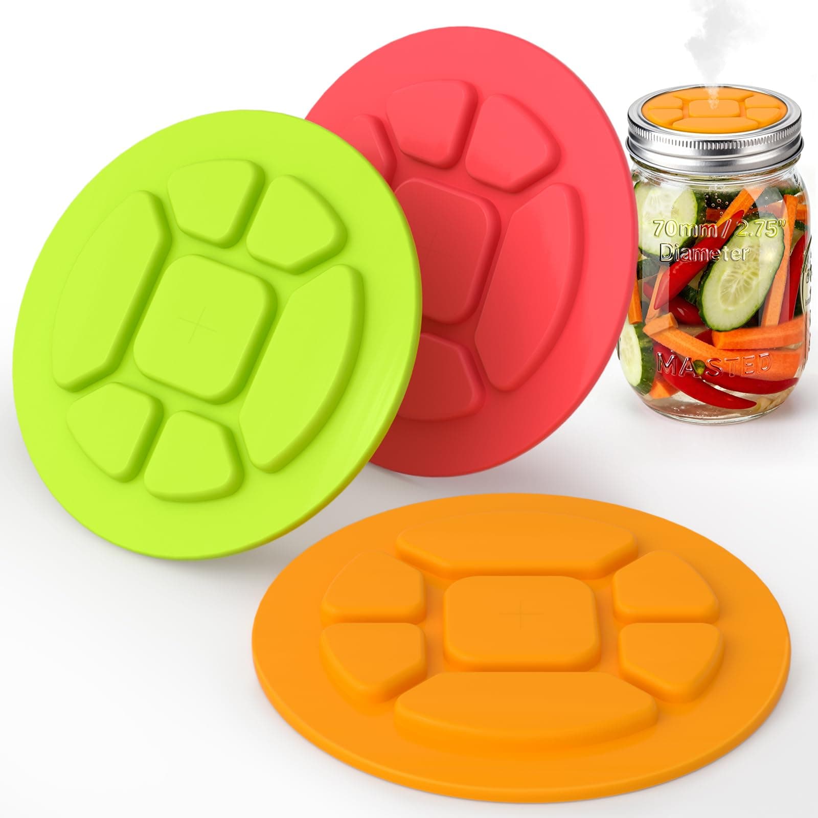 Artisanal Fermenting,Made Simple:3-Pack Regular Mouth Fermentation Lids (70mm) for Standard Ball Jars | Silicone Airlock Caps for Pickles, Hot Sauce & Small Batch Ferments