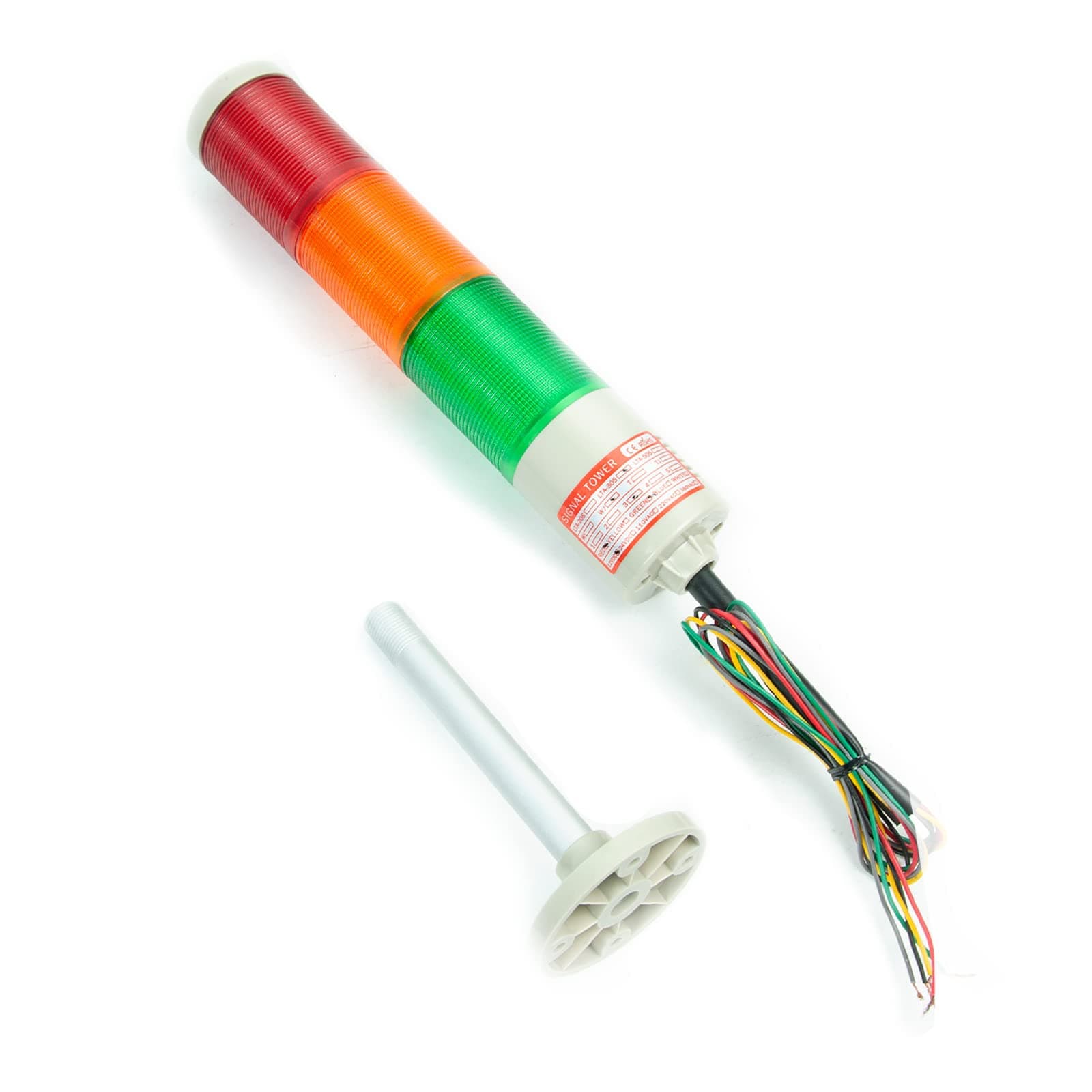 Industrial Signal Light, Small 3 Layer Strobe Warning Lights with Holder no Sound DC24V for Factory Workshop, Industrial Alarm Flash Lamp Safety Indicator Tower Stack Andon Lights, LTA-205W