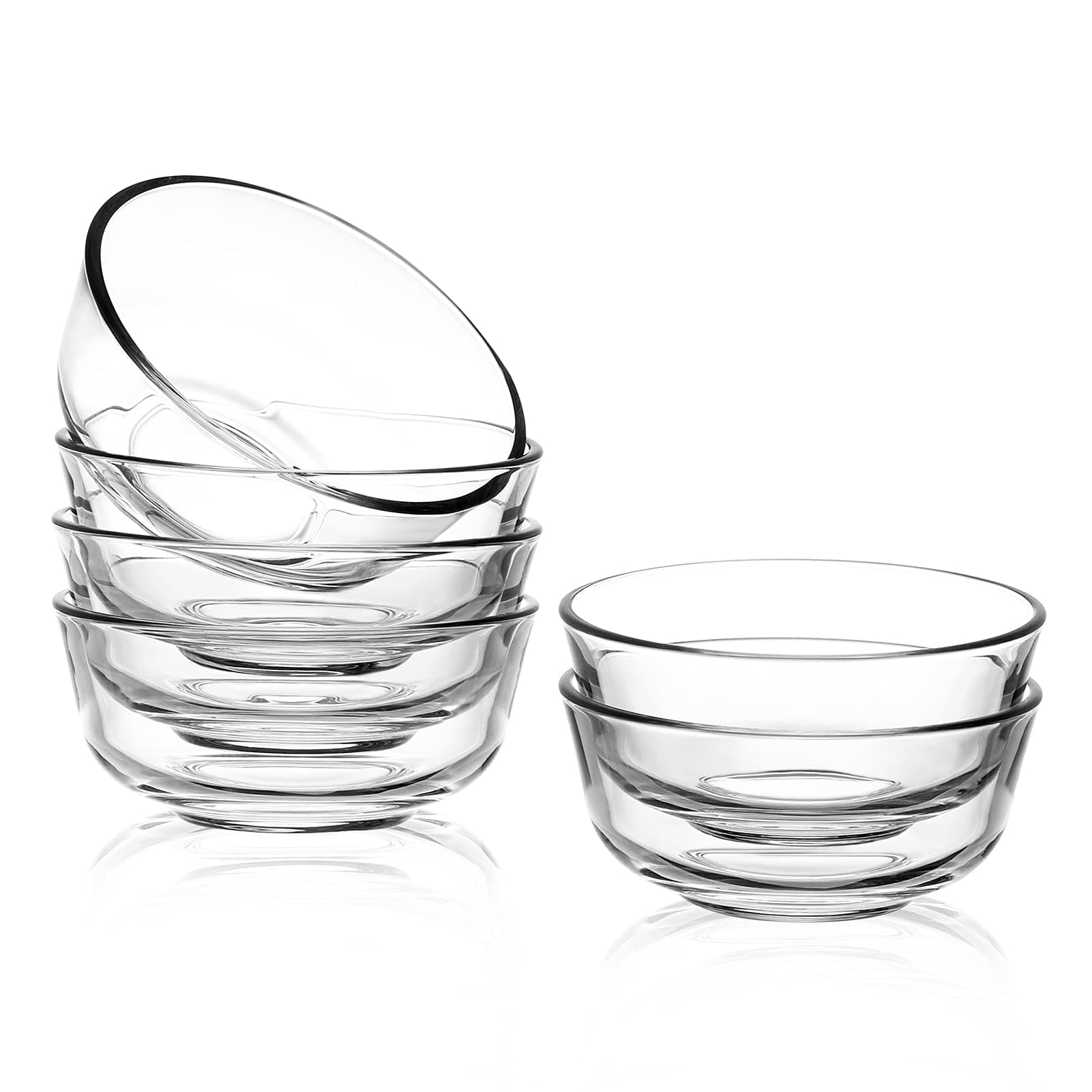 SWEEJAR 8 oz Glass Bowls Set(6 pack),Small for Kitchen,Dessert for Ice Cream,Snack , Side Dishes, Serving for Dipping, Prep