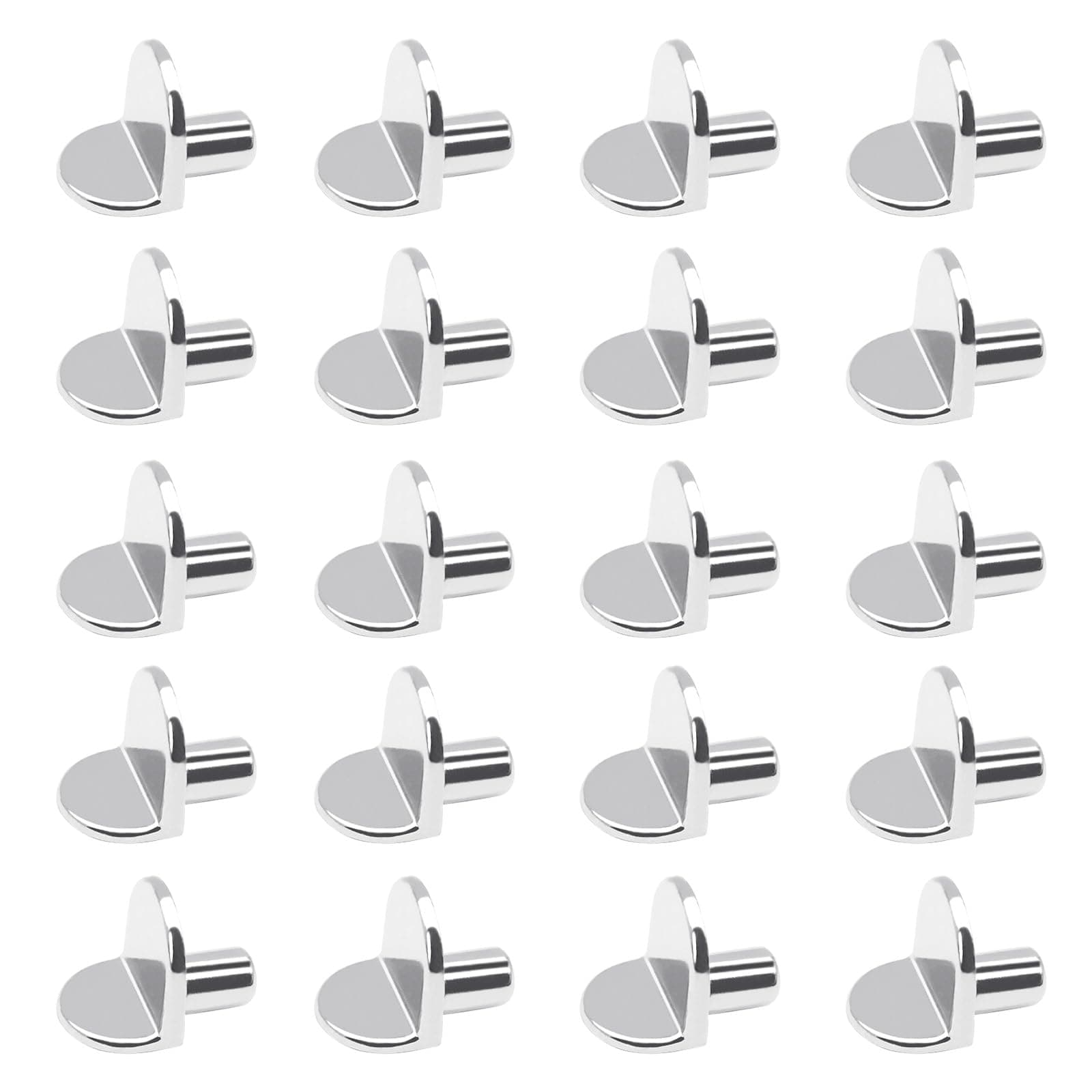 20pcs 5mm Shelf Support Pegs L Shape Solid Metal Furniture Shelf Bracket Pegs Pins for Kitchen Cabinet Bookcase Closet Wardrobe Cupboard Wood Glass Shelves Supports - Silver