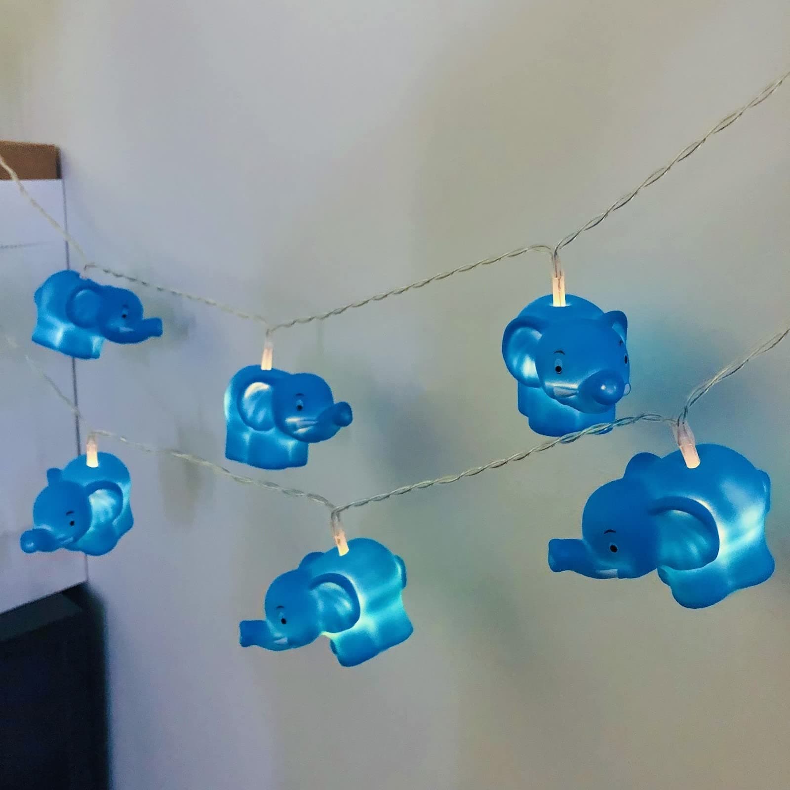 Elephant Fairy Lights Blue Elephant String Lights Aimal Night Light Battery Operated Bedroom Children Room Decor Chain of Lights (1.65m/10led, Blue Elephant)