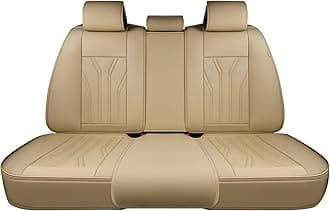FLORICH Rear Seat Covers Leather Car Seat Covers Waterproof Back Seat Cover Automotive Seat Covers Universal Seat Cushion Protector for Most Cars Trucks SUV-Beige