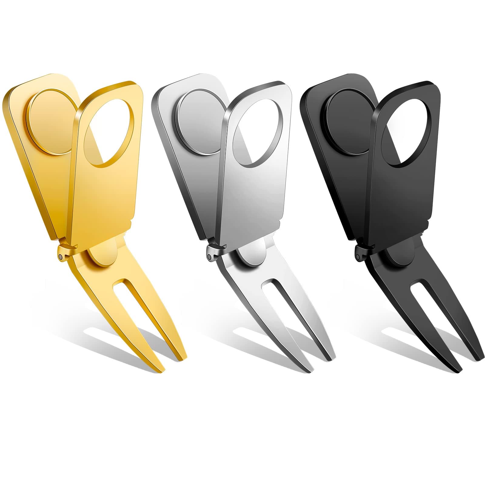 Lenwen 3 Pcs Magnetic Golf Divot Tool 3 in 1 Golf Cart Holder with Marker for Golfing Accessories, Gift for Man