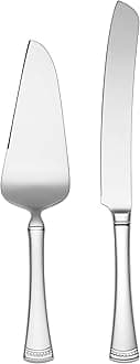 Lenox Silverware Serving Set, Portola 2-Piece Dessert Set, Serving Utensils, 18/10 Stainless Steel, Mirror Finish, Dishwasher Safe, Cake Knife & Cake Server, Dessert Serveware (Silver, 2 Piece)