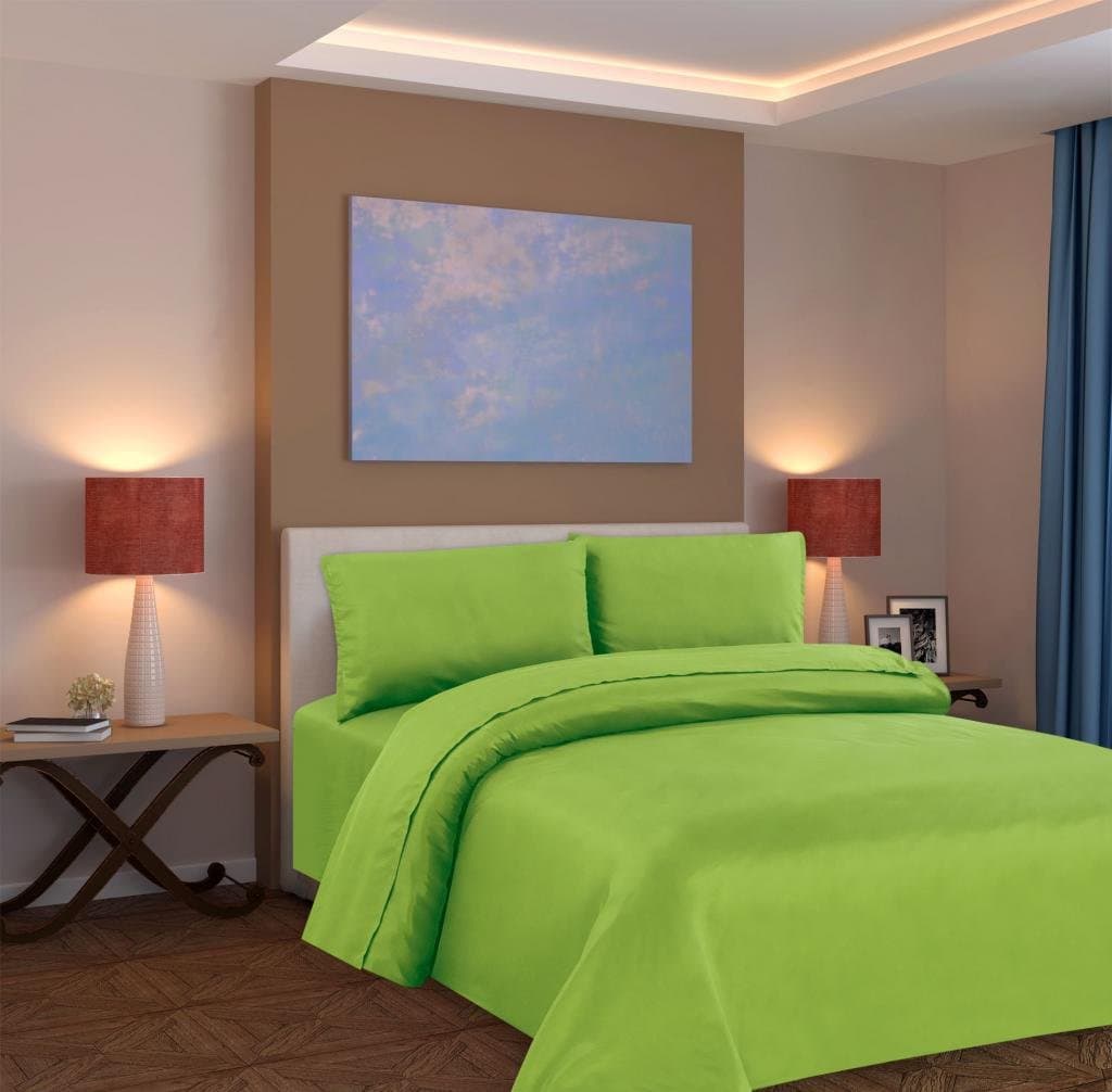 Hanna Davis Collection Affordable 4Pc Bed Sheet Set - Queen Size, Lime Green