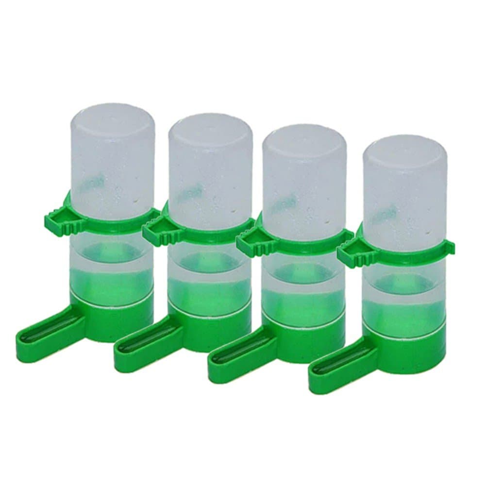 Hankiki 4pcs Bird Drinker Feeder Waterer With Clip for Aviary Parrots Budgie Cockatiel Lovebirds M