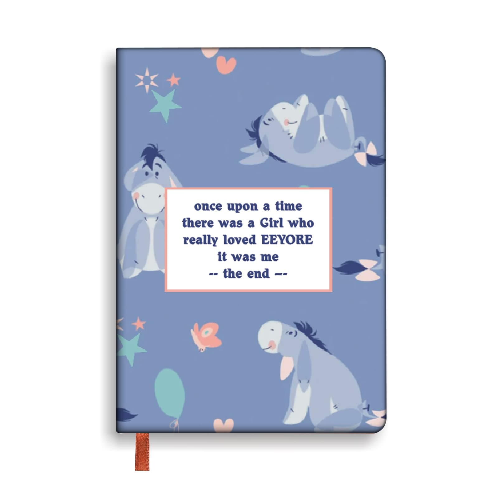 Eeyore Fans Gift Eeyore Leather Notebook A5 Size Writing Diary Once Upon A Time There Was A Girl Who Really Loved Eeyore Cartoon Lovers Gift (Once Upon-blue)