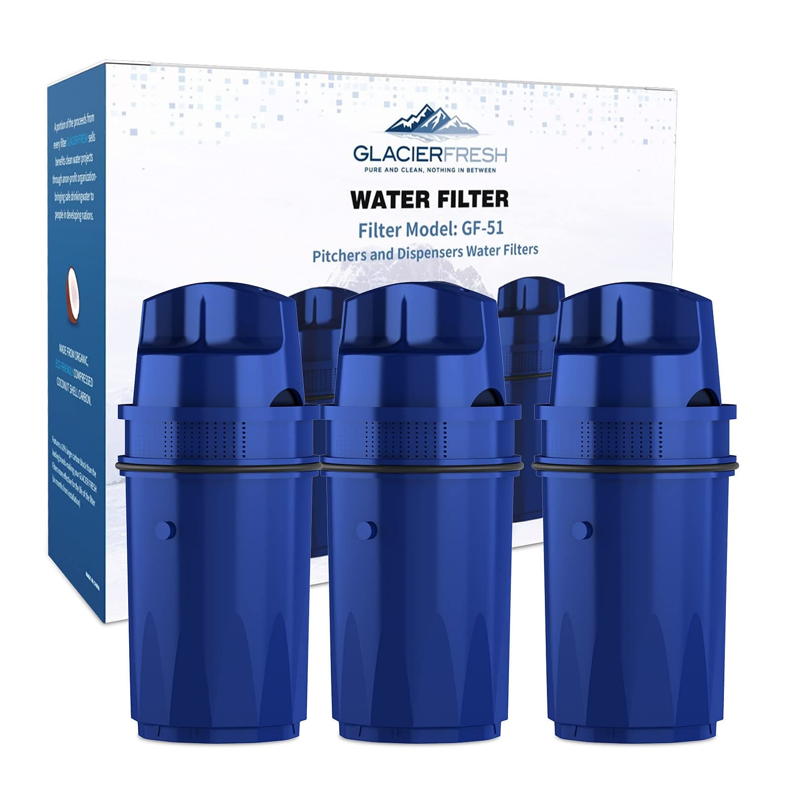 GLACIER FRESH CRF-950Z Pitcher Water Filter, Replacement for PUR CRF-950Z, PPF900Z, PPF951K, PPT700W, CR-1100C, DS-1800Z, Compatible with All PUR Pitchers and Dispensers System (Pack of 3)