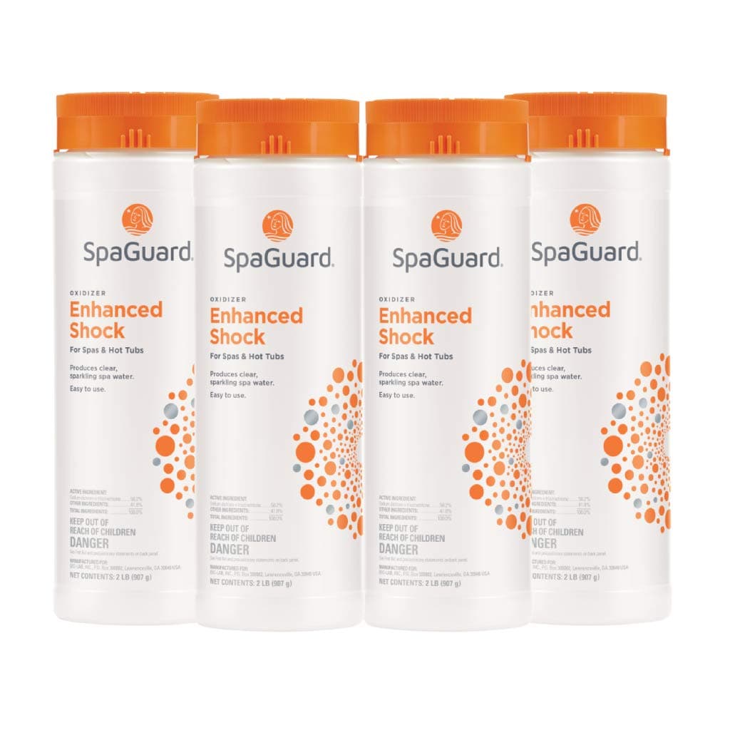 SpaGuard Enhanced Shock, 2 lb, Pack of 4, Multipurpose Shock for Spas & Hot Tubs, Produces Clear & Sparkling Spa Water, Easy to Use, Removes Unpleasant Odors