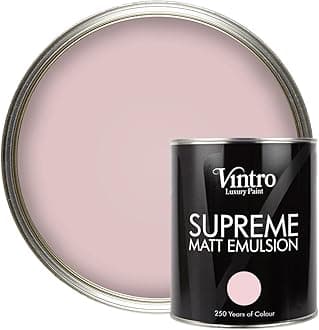 Vintro | Luxury Matt Emulsion | Smooth Chalky Finish | Multi Surface Paint | for Walls, Ceilings, Wood and Metal | 1L (Light Pink)