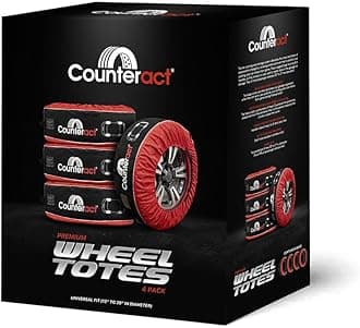 Counteract Wheel Totes CBB-WT - 4 Pack - Black Oxford Fabric 600D & Red Oxford Fabric - Size M (13-19") - Handlebar - Window Card - Tire Identifying Image