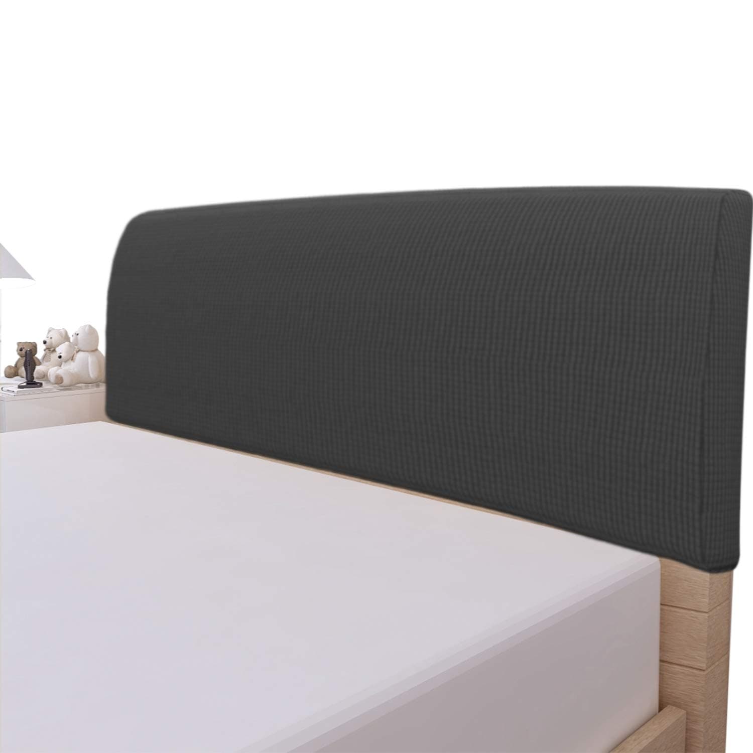 Easy-Going Stretch Bed Headboard Cover,Small Square Jacquard Headboard Slipcover, Dustproof Bed Head Cover for Bedroom (Twin,Dark Gray)
