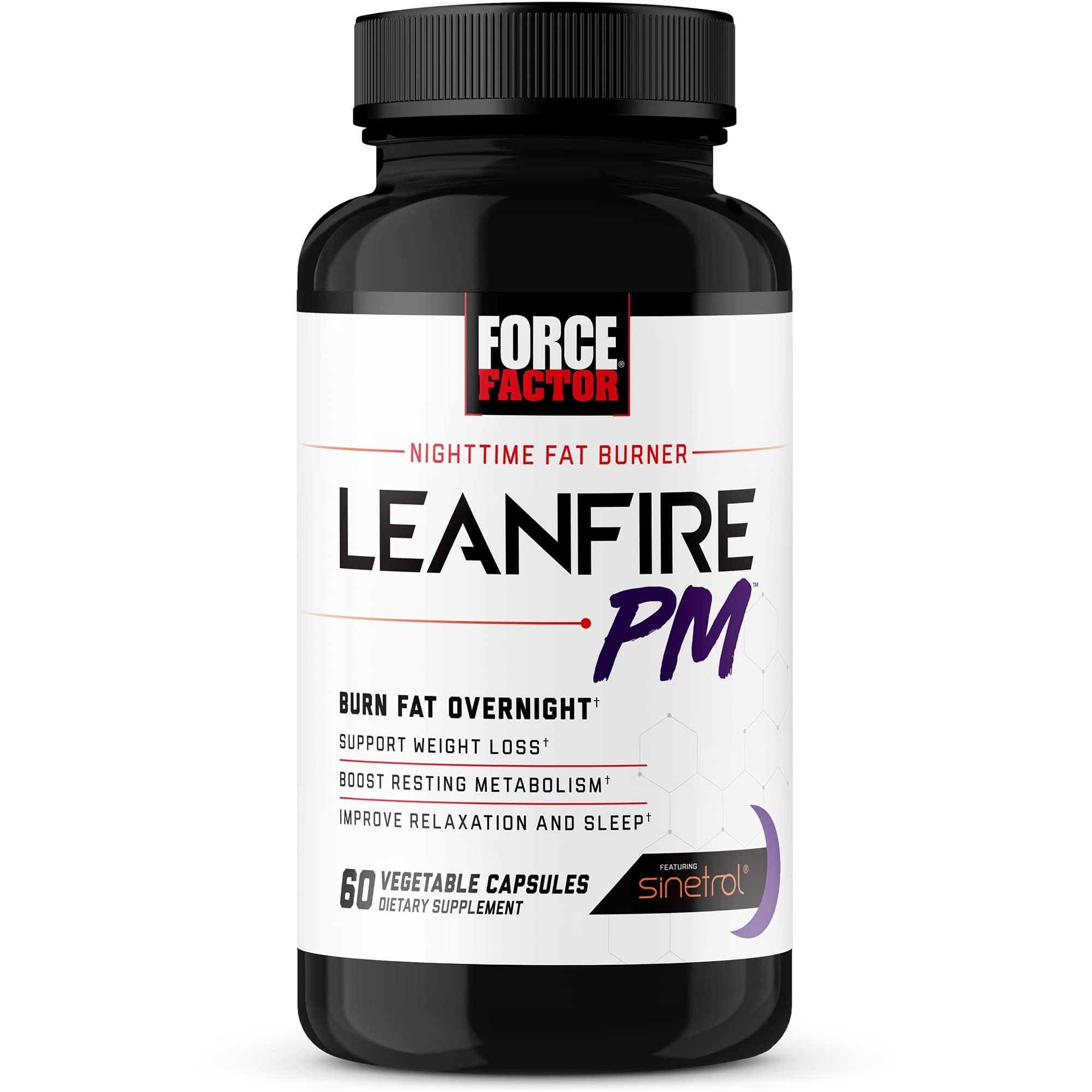 Force Factor LeanFire PM Weight Loss Pills for Women & Men, Fat Burner & Overnight Weight Loss Pills to Burn Fat, Boost Metabolism, Improve Sleep, Powerful Formula for Incredible Results, 60 Capsules