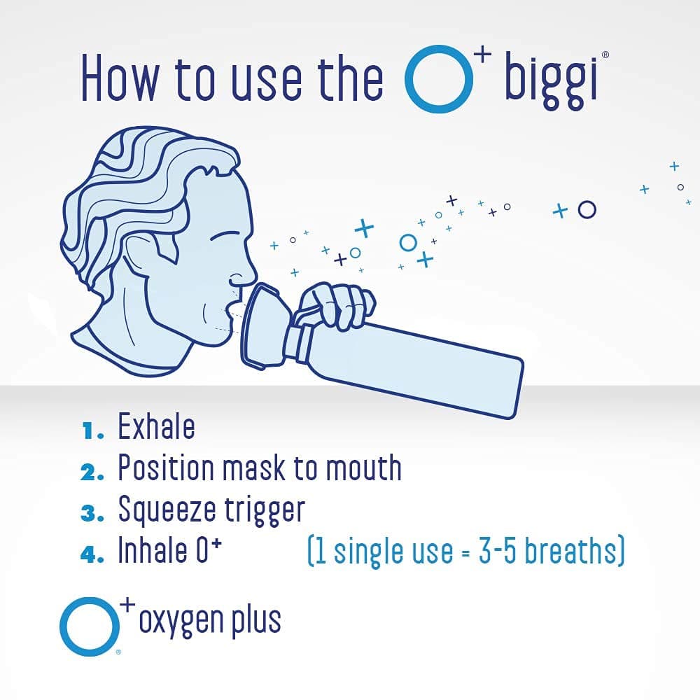 Oxygen Plus – O+ Biggi 3-Pack | 99.5% Pure Canned Oxygen | Energy, Endurance and Recovery | High Purity Oxygen | 50+ Uses Per 11 Liter Canister with Mask