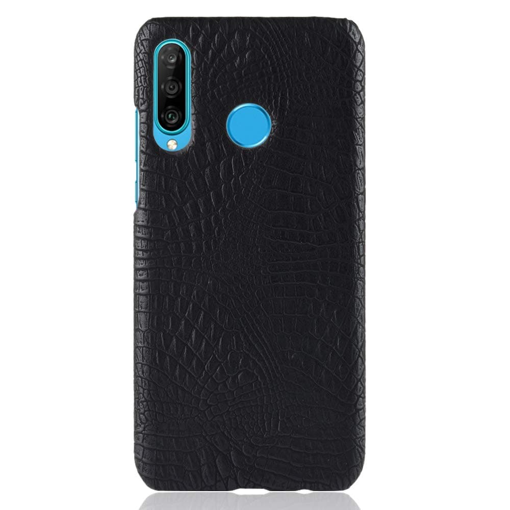 Zl One Crocodile Pattern PU Leather Case Back Cover for Huawei P30 Lite (Black)
