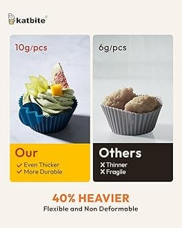 Katbite Silicone Cupcake Baking Cups 24 Pack Silicone Baking Cups Reusable Non-stick Heavy Duty Silicone Cupcake Liners for Baking Soft Pale Muffins Cups for Party Halloween Christmas