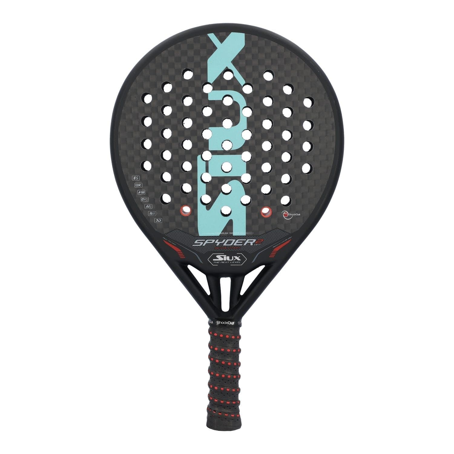 Siux Spyder 2 Revolution Control Paddle, Black and Blue, Advanced/Competition Level, Low Balance, Soft Eva Core, 12k Carbon Face, Round Shape, Matte Finish, Smooth Surface, Control Gameplay, for Men
