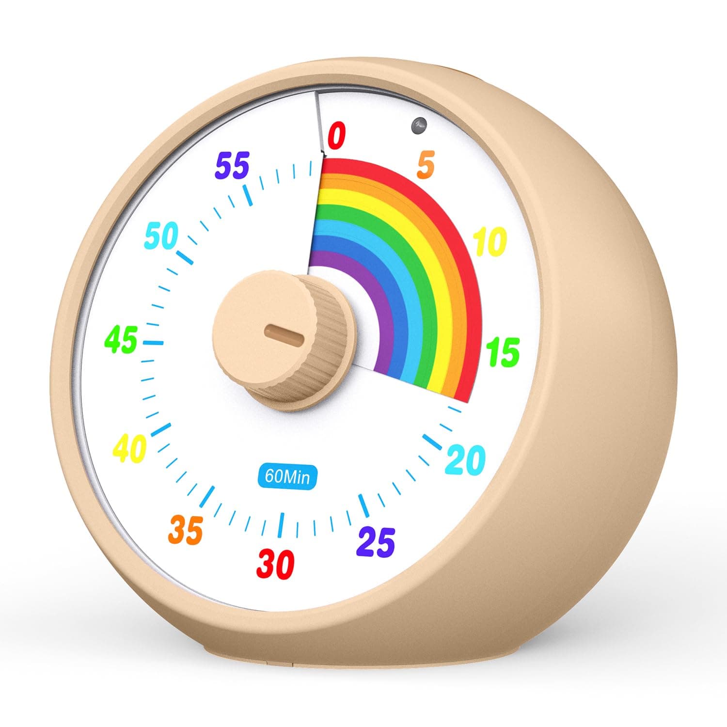 Visual Timer for Kids, 60-Minute Countdown Timer for Classroom Office Kitchen, Desk Timer Kids Time Management Tools with Silent Operation, Pomodoro Time Rainbow Pattern(Khaki)