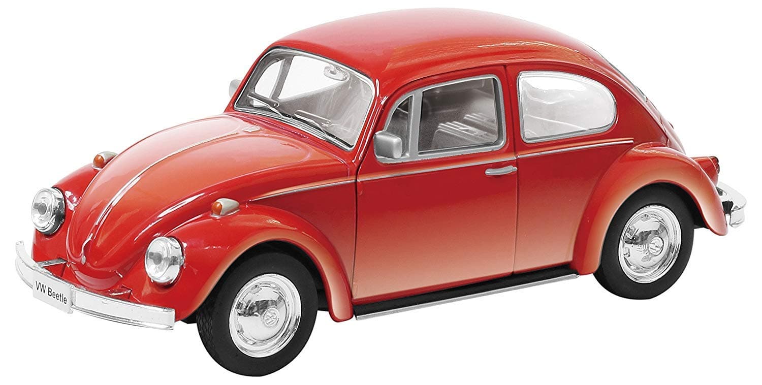 Classic Diecast Volkswagen Beetle Toy with Pull Back Action (Red)
