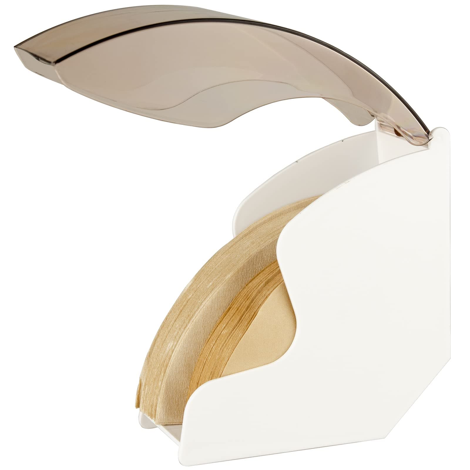 Coffee Filter Storage - Coffee Dust Proof Filter Paper Holder with Cover, White Dustproof Coffee Filter Box with Dispenser Rack Shelf for Coffee Shop, Home, Storage Capacity of 100 pcs Paper Filter