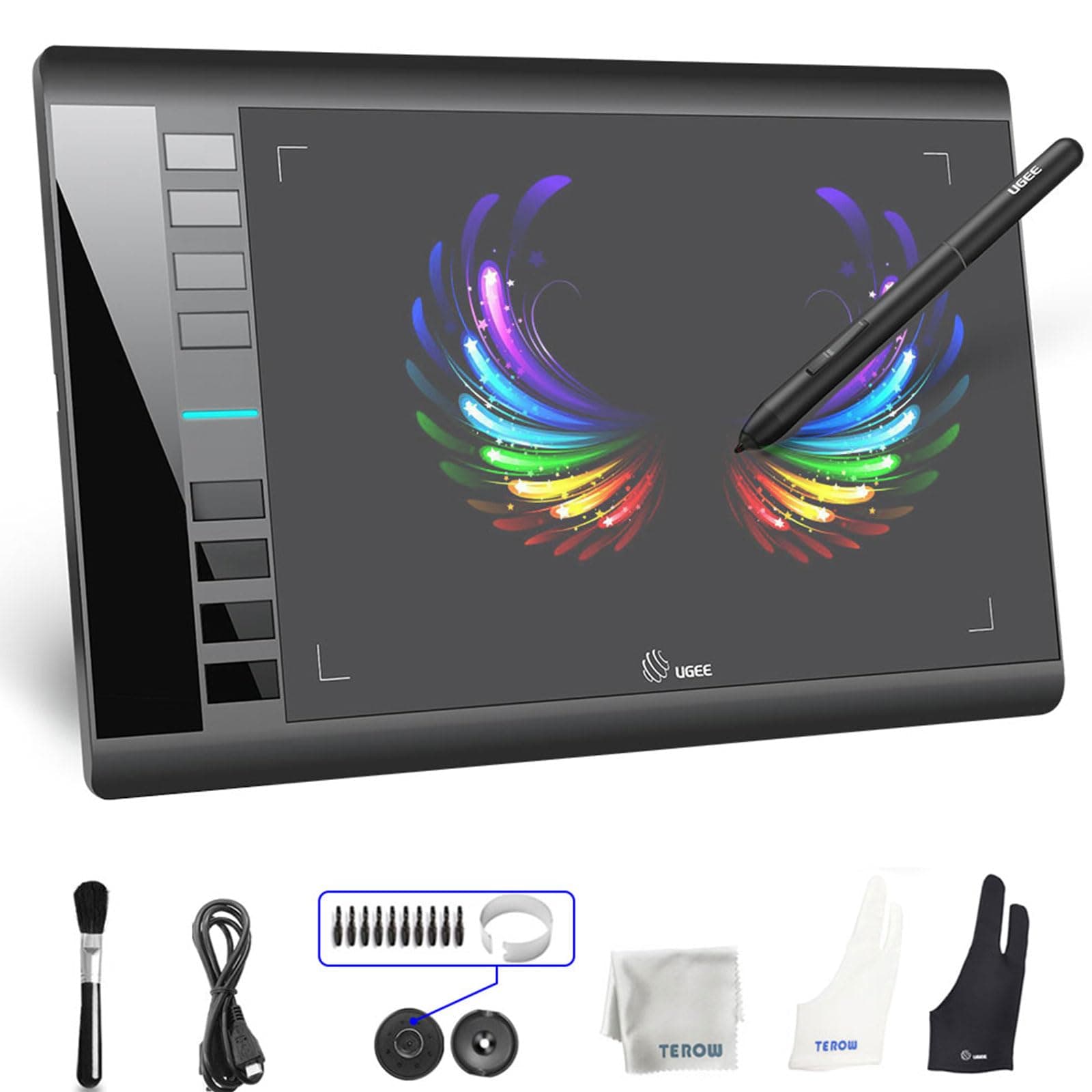 Graphics Tablet M708 10 x 6 inch Large Active Area Drawing Tablet with 8 Hot Keys, 8192 Levels Pen, M708 Graphic Tablets for Paint, Digital Art Creation Sketch