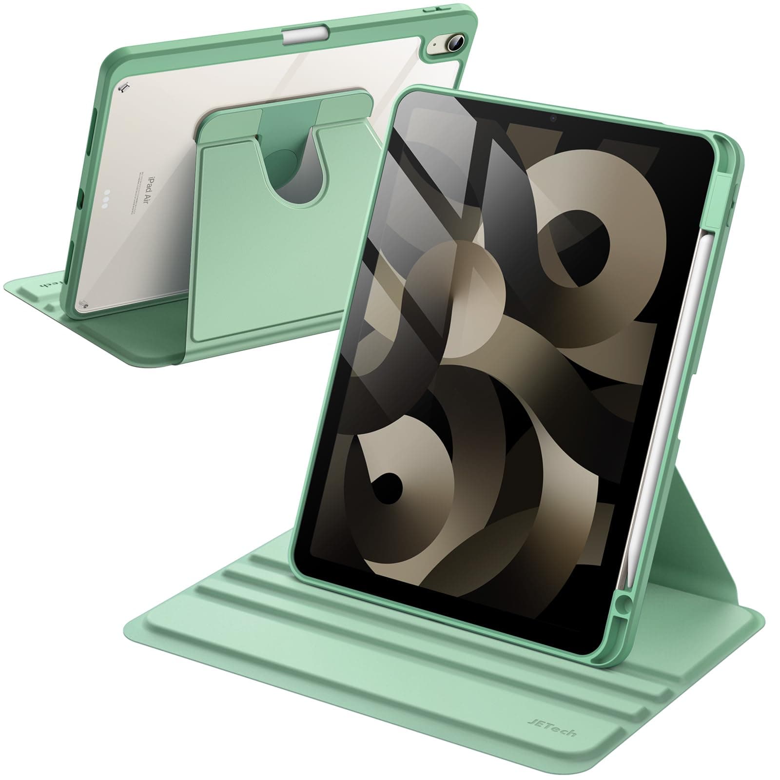 Rotating Case ONLY for iPad Air 11-Inch M4/M3/M2 (2026/2025/2024), iPad Air 5/4 (2022/2020 5th/4th Generation 10.9-Inch), 360 Degree Rotation Protective Stand Cover Clear Back (Green)