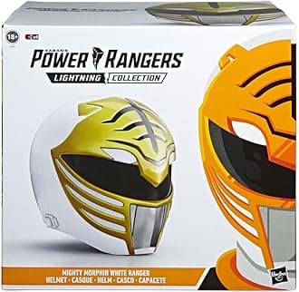 Power Rangers Lightning Collection Mighty Morphin White Ranger Premium Collector Helmet Full-Scale for Display, Roleplay, Cosplay