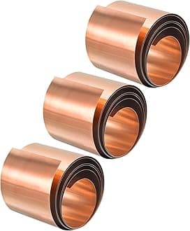 uxcell Copper Sheet Roll, Metal Foil Plate 1000mm x 55mm x 0.05mm 3pcs