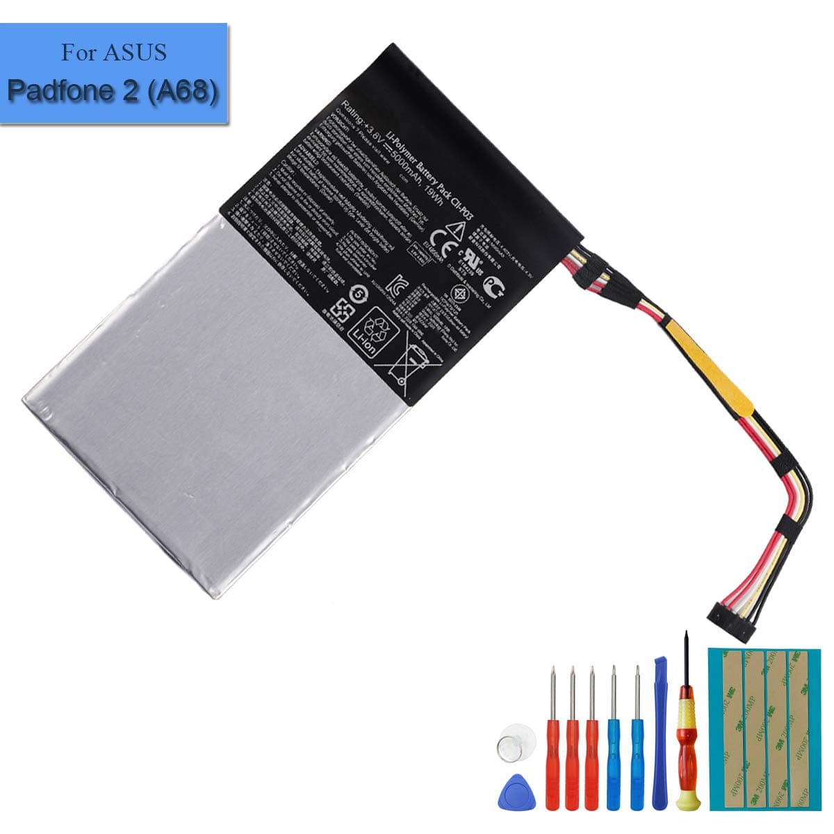 Replacement Battery C11-P03 Compatible with Asus Padfone 2 Tablet 5100 mAh + Tools