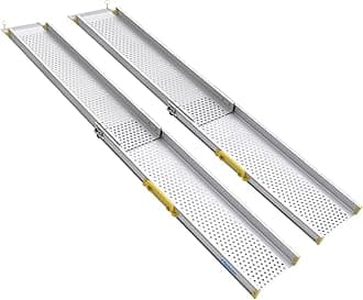Ruedamann 6FT Portable Aluminum Wheelchair Ramp, 8" W, Holds Up to 600lbs, Two Section Telescoping Adjustable Non-Skid Ramp for Wheelchairs,Stairs,Steps,1 Set